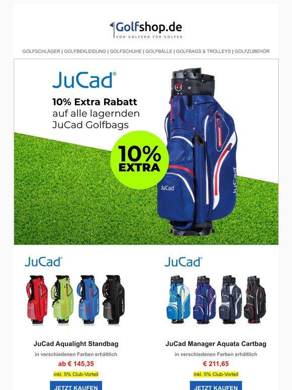 Exklusiver Newsletter: 10% Extra-Rabatt auf unsere hochwertigen JuCad Golfbags!