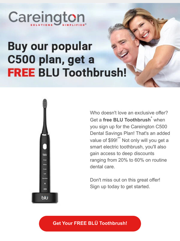 Get a free BLU Toothbrush when you sign up with Careington!