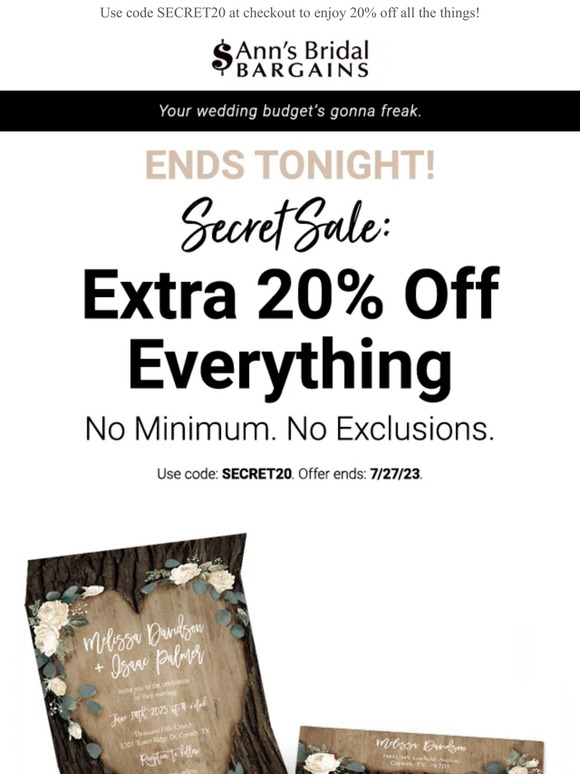 Your Secret Sale Ends Today 🤫