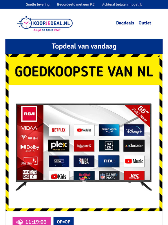 Koopjedeal.nl 55 inch 4K LED TV De Goedkoopste Alleskunner Van