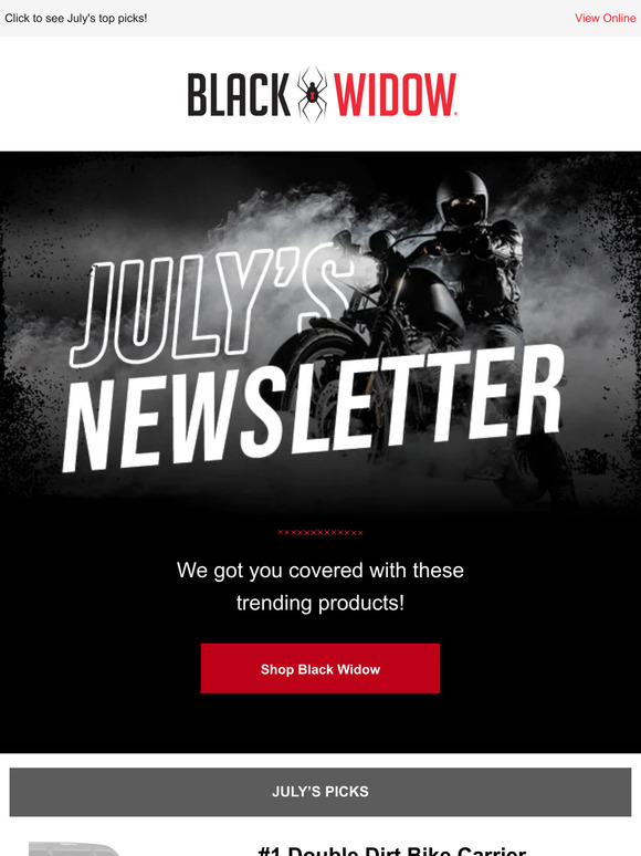 Black Widow Pro July's Newsletter is HERE Top 5 Products 🕷 Milled