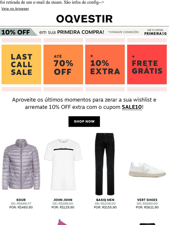 📢 ÚLTIMA CHANCE: ATÉ 70% OFF + 10% EXTRA E FRETE GRÁTIS