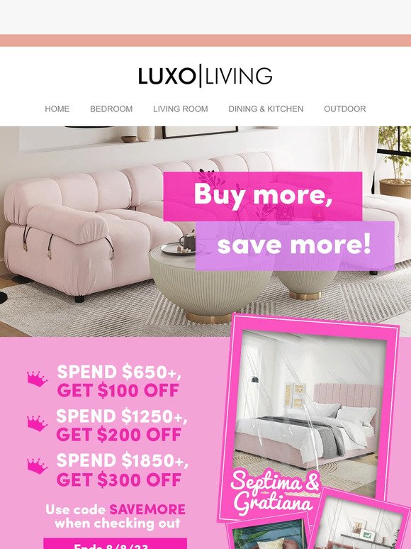 Up to $300 off Designer Furniture [coupon code inside]