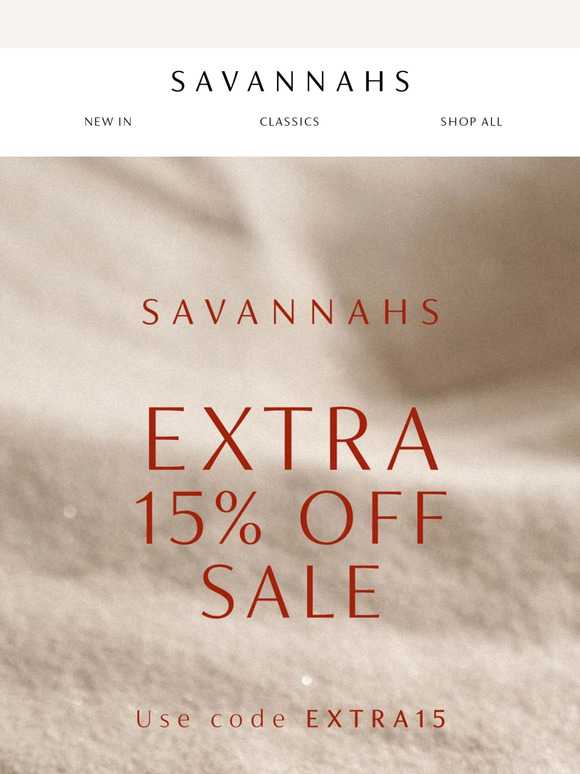 EXTRA 15% of all sale – Use code EXTRA15