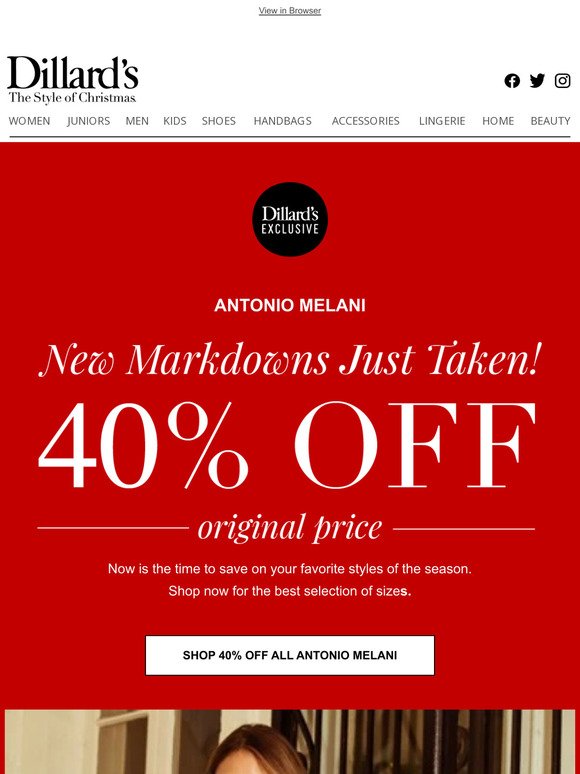 40% Off Select Antonio Melani: New Markdowns Just Taken!