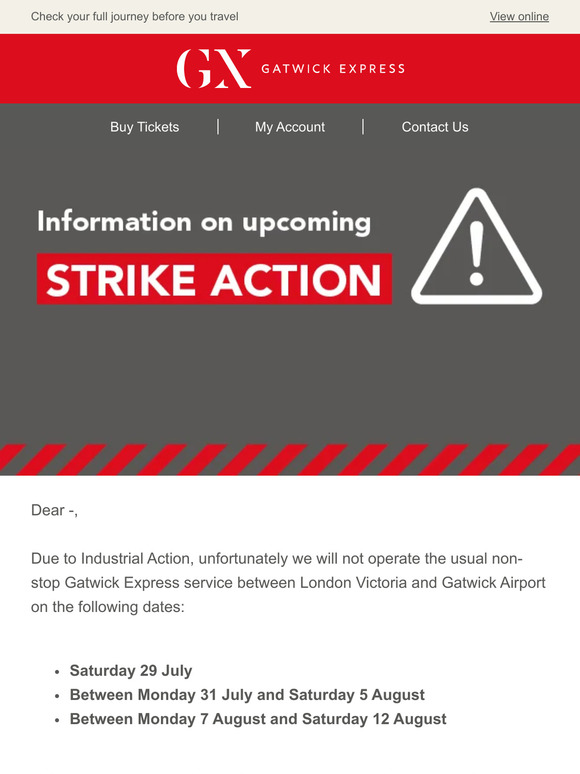 ⚠ Upcoming strike action, including no Brighton trains on 5 August