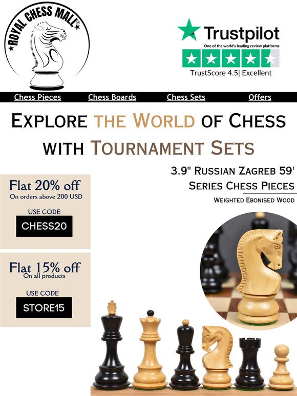 Tournament Chess Sets |  Royal Chess Mall® | Use Code: CHESS20