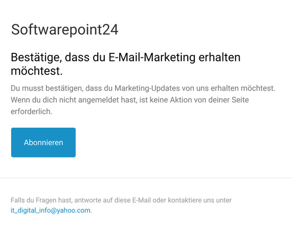 Bestätige, dass du E-Mail-Marketing erhalten möchtest.