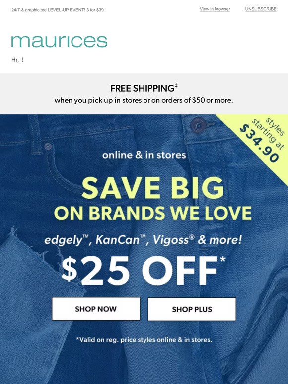 25 OFF jean brands we love! edgely™, KanCan™ & more Milled