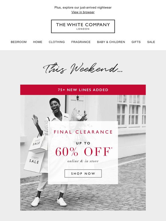 Up to 60% off final clearance continues