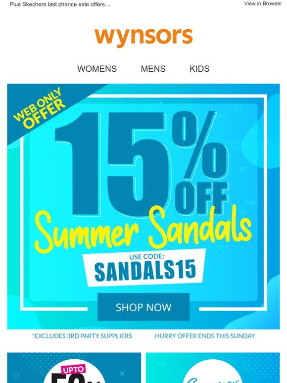 Pay day treat: 15% off all sandals! Ends Sunday ⏳