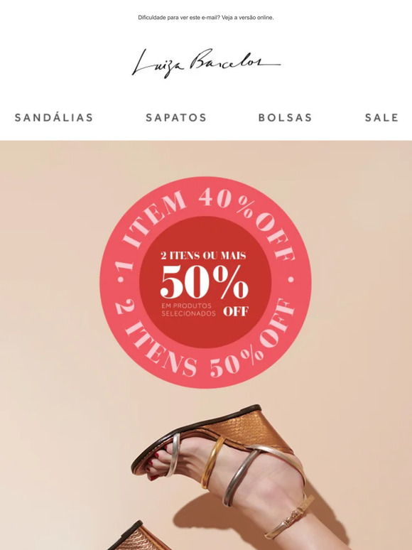 2 itens por 50% OFF 🥰