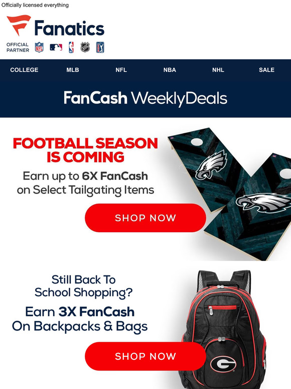 Fanatics NEW FanCash Offers For Tailgating & Back To School Milled
