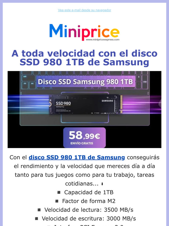 Disco SSD 980 de 1TB de Samsung 👀