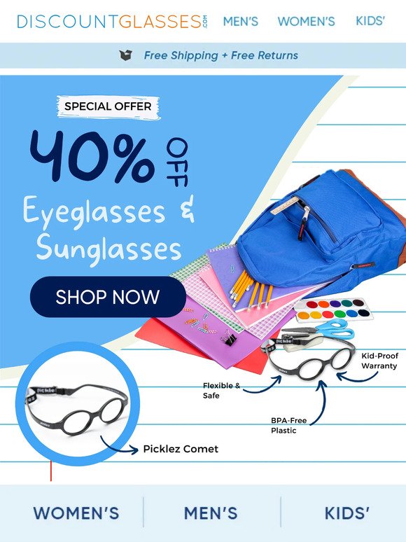 Get Ahead Of The Class With 40% Off Eyewear