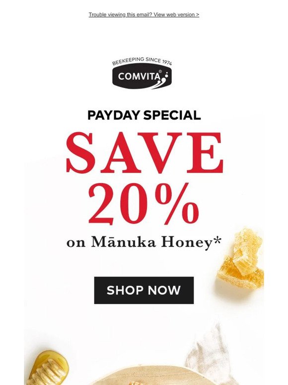 Payday special | SAVE 20% on premium UMF™ certified Mānuka honey