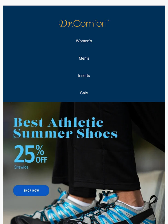 Your Choice, Stand, Walk or Run in Comfort & Style. 25% Off Light, Athletic Footwear Exclusively at DrComfort.com