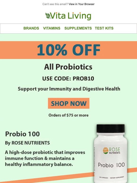 Save Now! 10% Off Probiotic Supplements