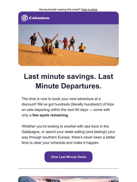 Departing soon: Last Minute Deals.