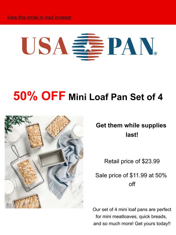USA PAN Mini Set of 4 Loaf Pan