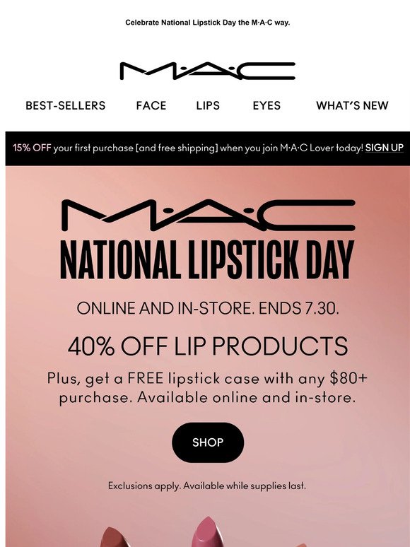 40% OFF select lip products starts NOW!