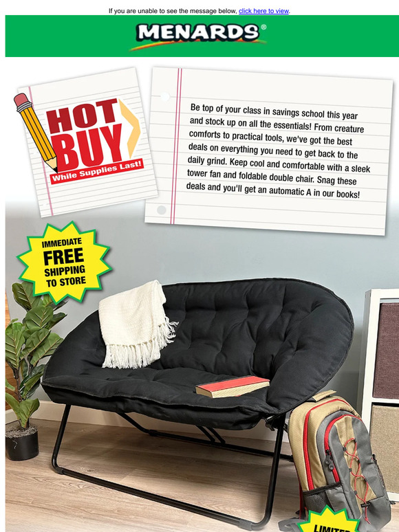 Menards Folding Double Chair ONLY 49.99! Milled