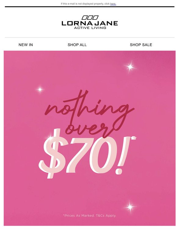 Nothing over $70* outlet starts now!