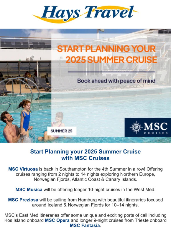 Hays Travel Plan your summer 2025 cruise with MSC Milled