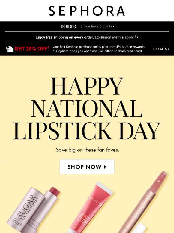 50% off‡ for National Lipstick Day 💄Today only.