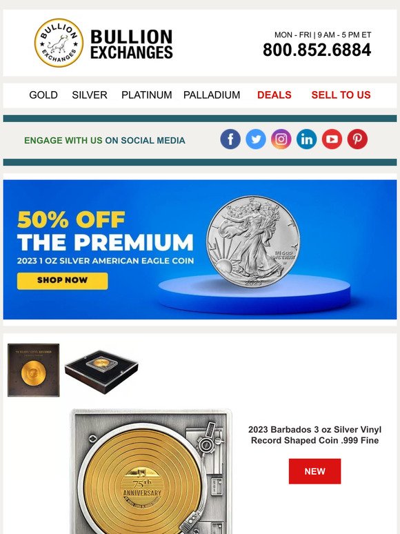 💥NEW Vinyl Record Coin! SALE on 100 oz Silver Bars & Reduced Price on Bottle Caps!💥