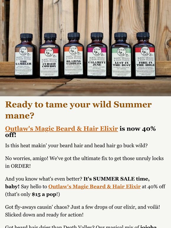 ☀️Outlaw's Summer Sale☀️ 40% off Magic Beard & Hair Elixir, y'all!