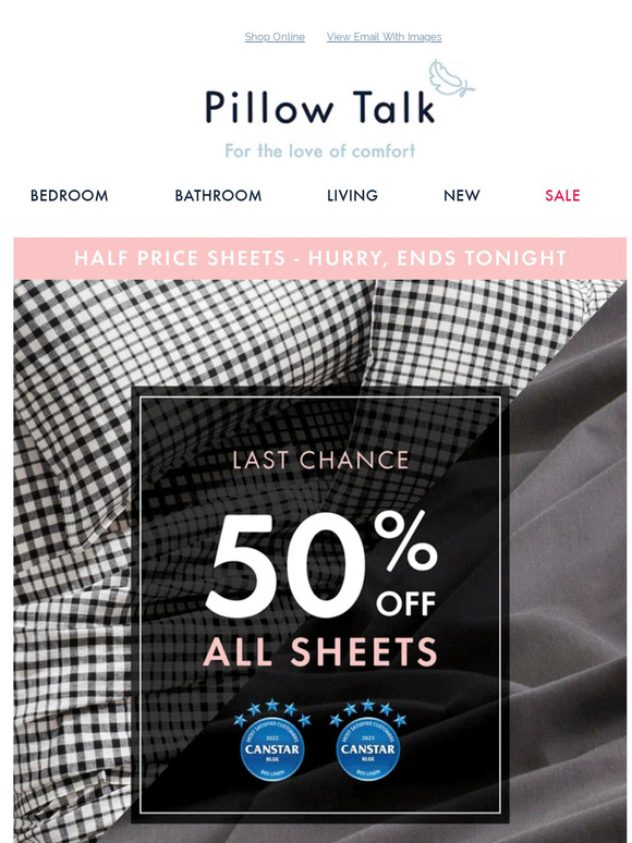 50% off ALL sheets | Ends tonight!