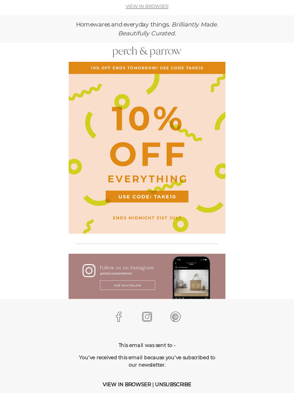 Last Chance for 10% off EVERYTHING!