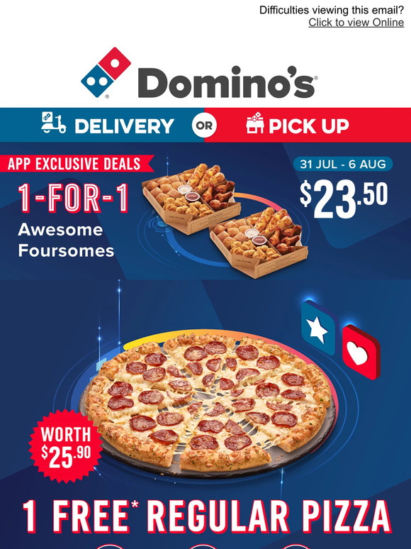 Domino's Pizza: THE Deal you have been waiting for: 1 For 1 Awesome ...