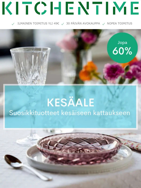 Jopa 60 % alennusta laseista ja lautasista!