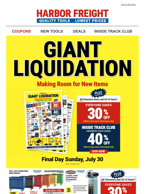 Harbor Freight Tools Our GIANT Liquidation Sale Ends Today! Milled