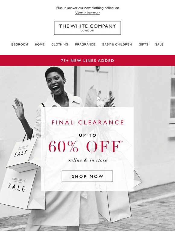 Final clearance | Up to 60% off