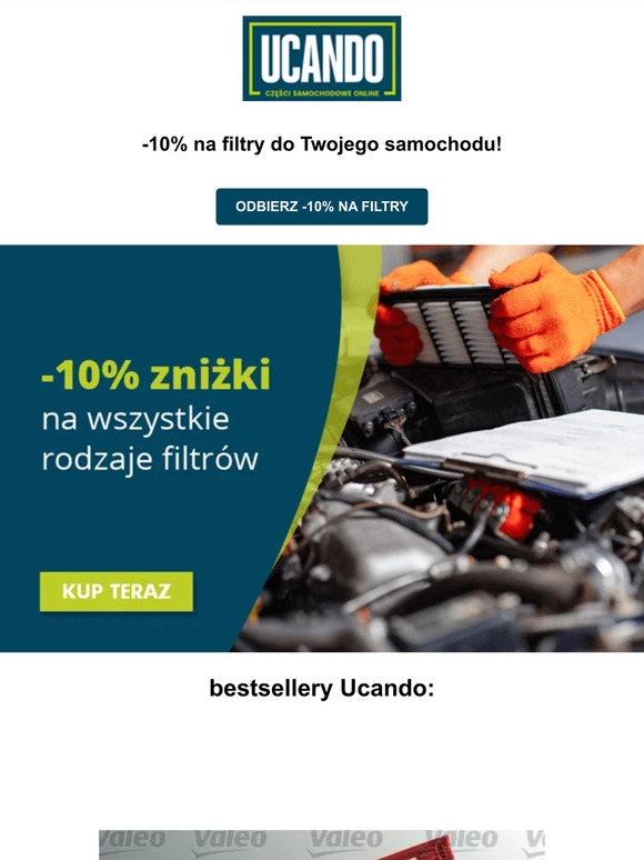 🚗 Zadbaj o nowe filtry w swoim samochodzie z kodem -10% w Ucando!