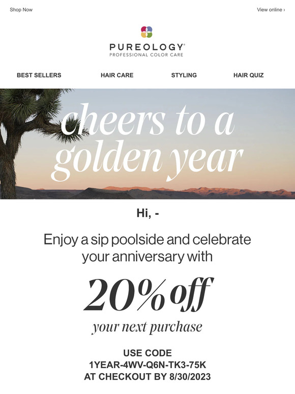 20% off to celebrate your anniversary 🥂