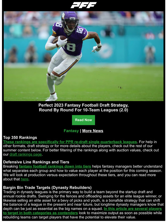 Fantasy Top 350 Rankings, Dynasty Rebuilders, PFF College 50 - Pro Football  Focus