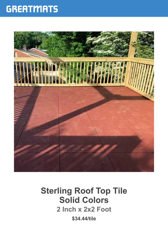 Rubber Rooftop Floor Tile Solid Colors - Sterling 2 inch