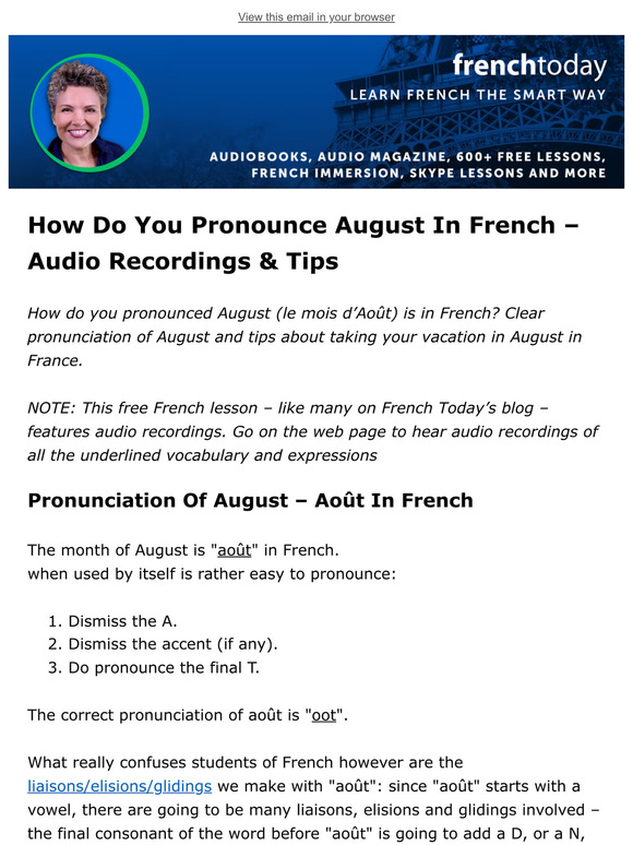 French Today: 🇫🇷 Free Lesson Monday - 31 July 2023 🇫🇷 | Milled