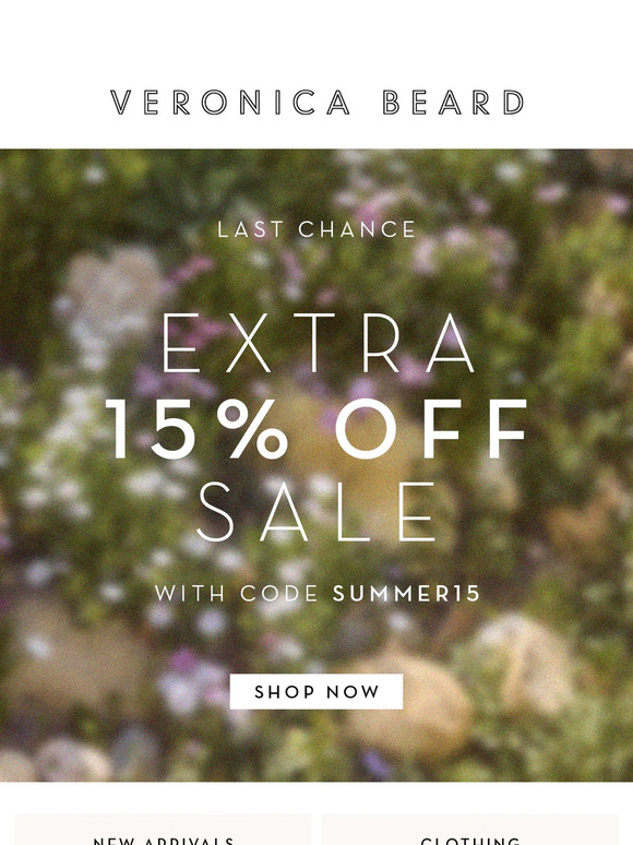 Final Hours: Extra 15% off Sale Ends Tonight