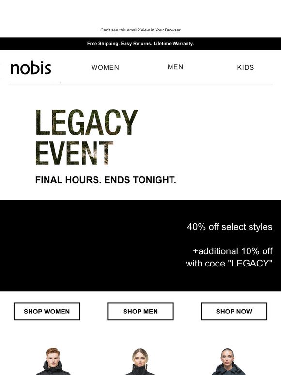 Legacy Event | 40% off select styles