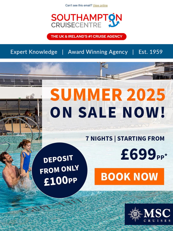 Southampton Cruise Centre MSC Cruises Summer 2025 On Sale Now Milled