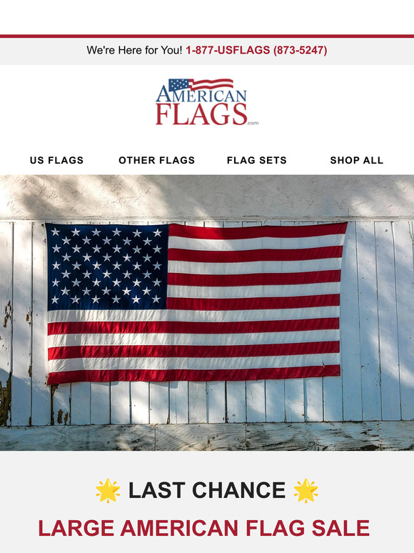 Last chance! Save 15% on Large American Flags!