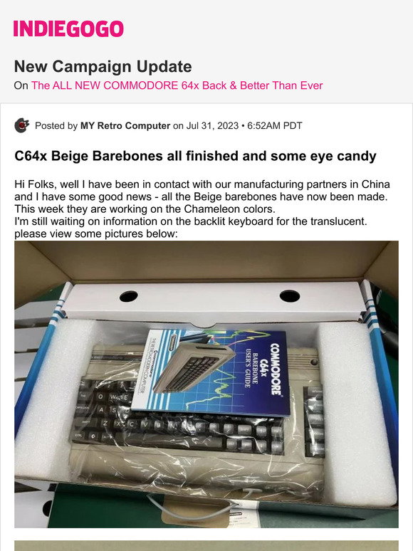 Indiegogo: 📢 Update #13 from The ALL NEW COMMODORE 64x Back & Better ...