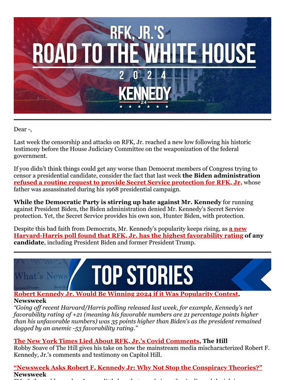 Robert F. Kennedy, Jr. RFK, Jr.'s Road to the White House 2024 Milled