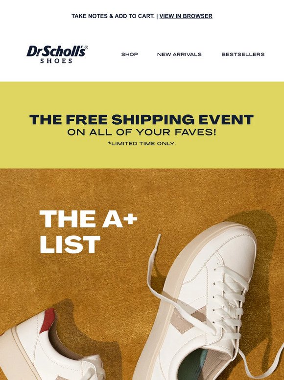 FREE SHIPPING on all the shoes you need for campus