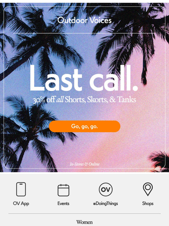 Outdoor Voices Email Newsletters Shop Sales, Discounts, and Coupon Codes